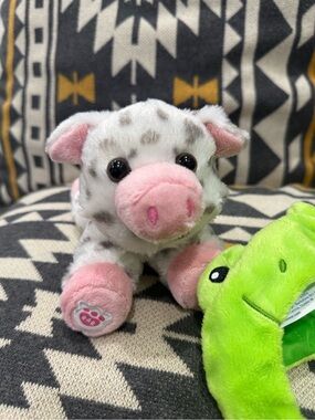 Plush Pink & White Pig Toy Build-A-Bear Beans